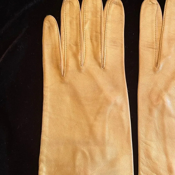 Bacmo yellow leather vintage day gloves size 6.5" - Picture 5 of 5
